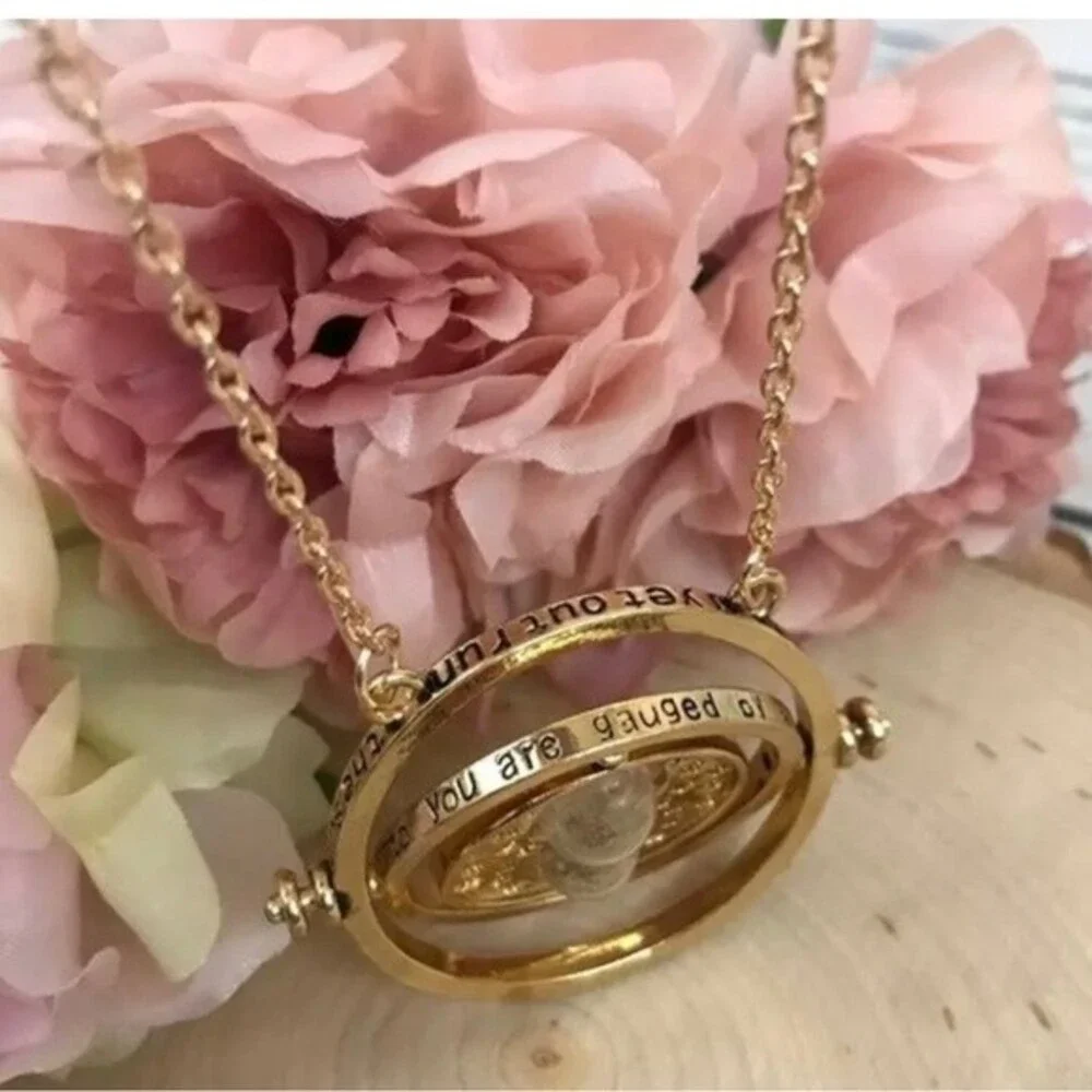 Harry Potter Gold Time Turner Sand Glass Pendant Necklace